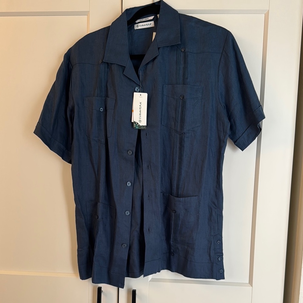 Cubavera Men's Blue Short Sleeve Shirt